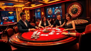 Experience the thrill of a high-stakes poker game at F8BET.COM, featuring luxurious decor and exciting gameplay.
